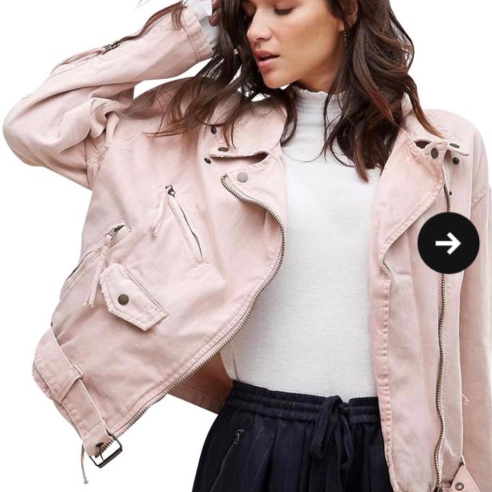 Free People Pink Denim Moro Jacket